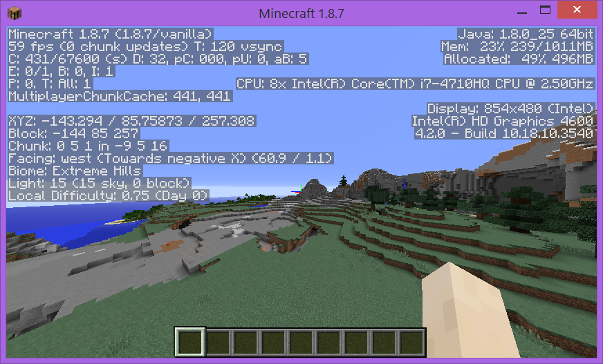 checking coordinates minecraft on mac